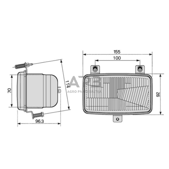 Priekinis žibintas montuojamas Halogenas 155x92x96.3mm, Cobo 0507800000 1