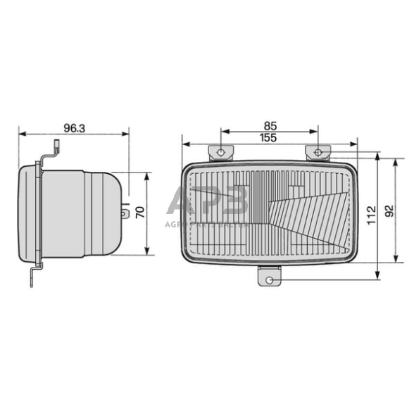 Priekinis žibintas montuojamas Halogenas 155x96.3mm, Cobo 0508330000 2