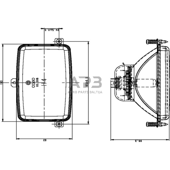 Priekinis žibintas montuojamas Halogenas 165x96.3mm, Cobo 0509580000 1