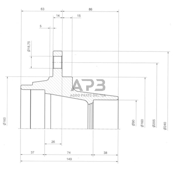 Rato ašies stebulė 6xM18x1,5 ADR 61L6NA002 1