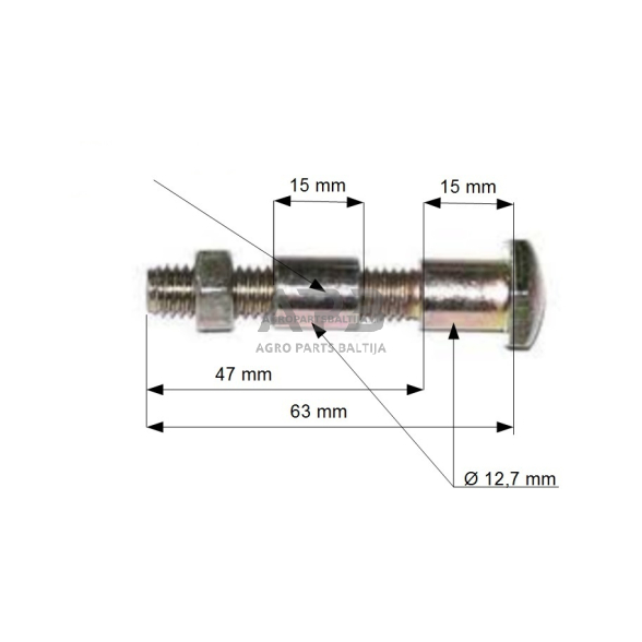 Ratuko ašis universali su mova 12,7 mm, ilgis 69 mm 1