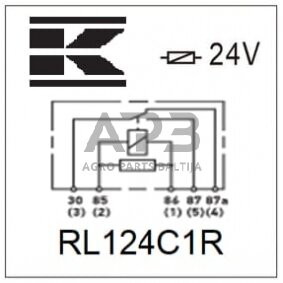 Relė 24V, 5 kontaktų RL124C1R 2