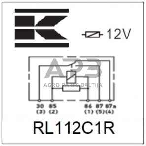 Relė 12V, 5 kontaktų RL112C1R 2