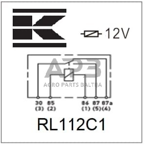 Relė 12V, 5 kontaktų RL112C1 2