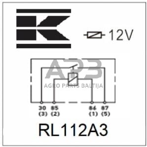 Relė 12V, 4 kontaktų RL112A3 2