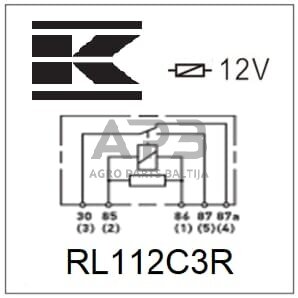 Relė 12V, 5 kontaktų RL112C3R 2