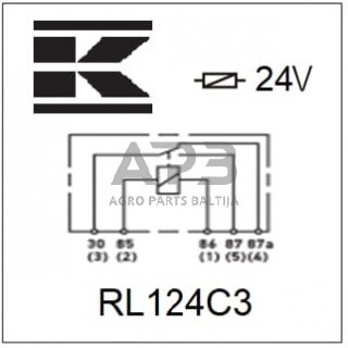 Relė 24V, 5 kontaktų RL124C3 2