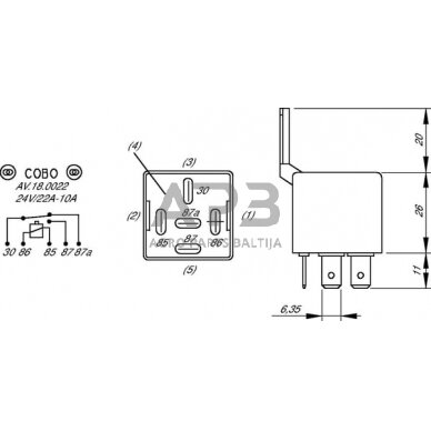 Relė Cobo 24V, 5 kontaktų 1802490000 2