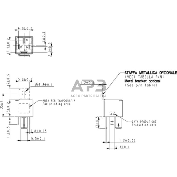 Relė Cobo 12V, 4 kontaktų AV180298000 1