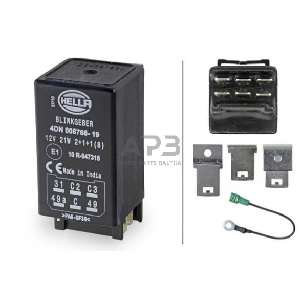 Relė Hella 12V, 6 kontaktų 4DN008768191 3