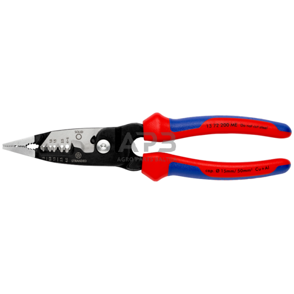 Replės elektros instaliacijos darbams daugiafunkcinės 200mm KNIPEX