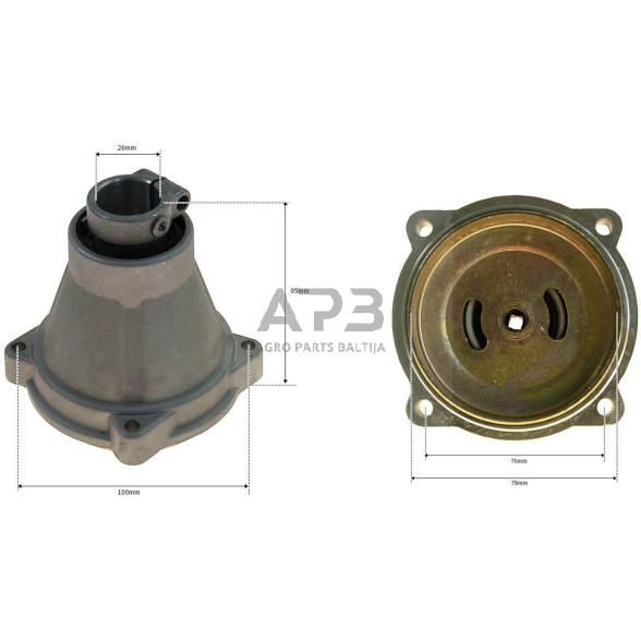 Sankabos korpusas su būgneliu kinietiškoms žoliapjovėms 26,00 mm x 4T kvadratas 100,00 mm x 78,00 mm