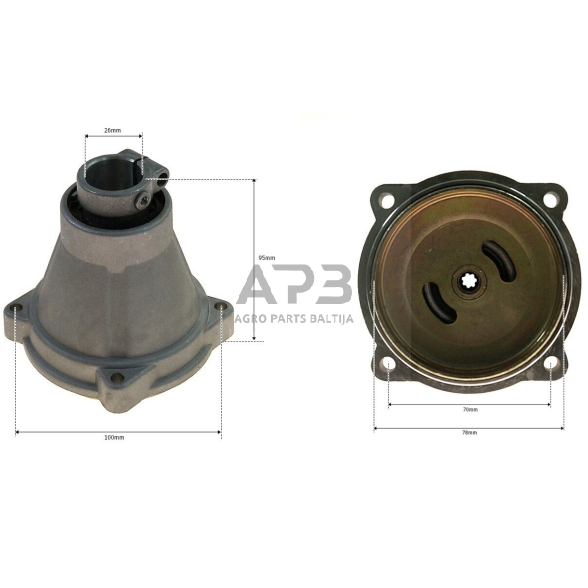 Sankabos korpusas su būgneliu kinietiškoms žoliapjovėms 26,00 mm x 7T septyniakampė žvaigždutė 100,00 mm x 78,00 mm