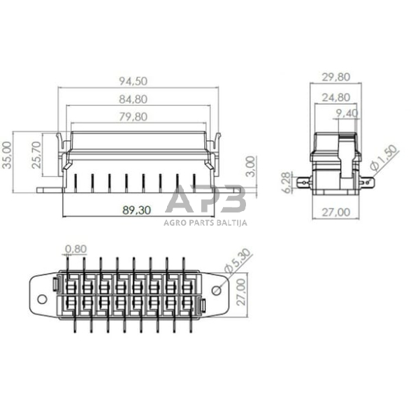 Saugiklio dėžutė 8 kontaktų 32V 15A (ATO/ATC), 16x6.3 mm FB10006KR 2