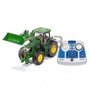 Siku traktorius John Deere 7310R su priekiniu krautuvu, Bluetooth nuotolinio valdymo pultu ir programėlių valdymu, 6795