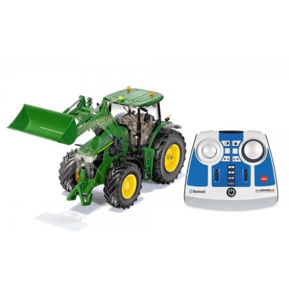 Siku traktorius John Deere 7310R su priekiniu krautuvu, Bluetooth nuotolinio valdymo pultu ir programėlių valdymu, 6795