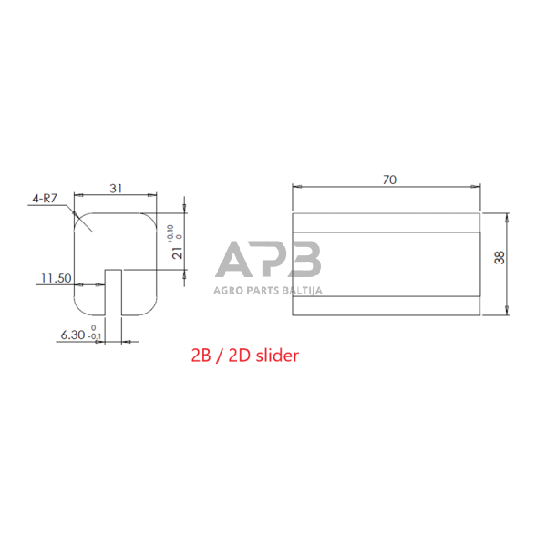 Šliaužiklis hidraul. keltuvui PL-4.0-2B / 2D. Atsarginė dalis 1