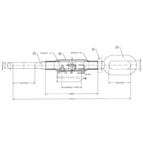 Šoninė prikabinimo sąvarža 275,00 mm – M22 Z700540KR 1