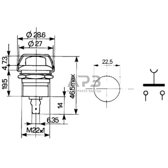 Spaudžiamas jungiklis Pneutron 17153000 2