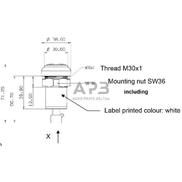 Spaudžiamas jungiklis Pneutron PTO 11801006PN 1