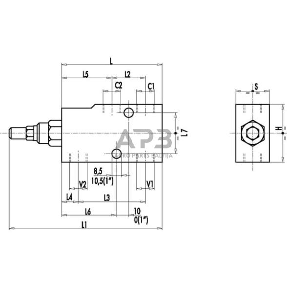 Srauto reguliavimo ir atbulinis vožtuvas VBCD SE A, G3/4", C056V0419 2