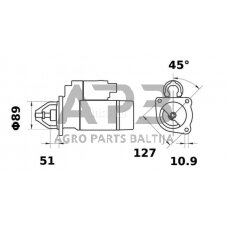 Starteris Mahle 12V, 3.2kW, 10 dantų, CW MS397