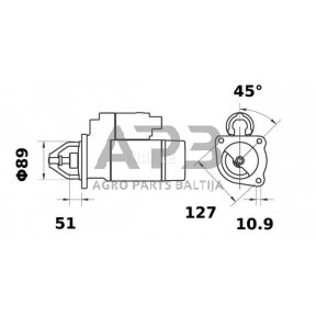 Starteris Mahle 12V, 3.2kW, 10 dantų, CW MS397