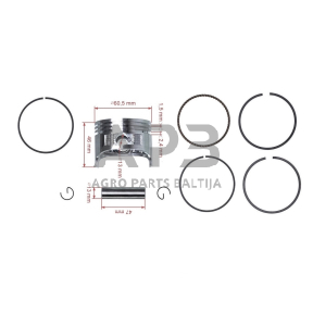 Stūmoklio komplektas Honda GX120 išmatavimai cilindro mm 60 (remontinis 0,50) kaištis 13 x 47 mm