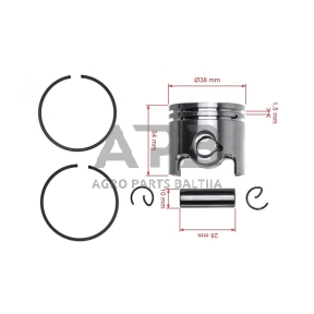 Stūmoklio komplektas krūmapjovėms STIHL FS120, FS120R, FS200, FS200R, FS250, FS250R, FS250, FS300, FS350, HT250, FR350, FR450, FR480, FR480C, FT250 40 mm 4134 030 2003, 41340302003