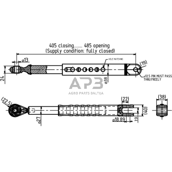 Stabilizatorius 405,00 mm – 485,00 mm LVA18318N 1