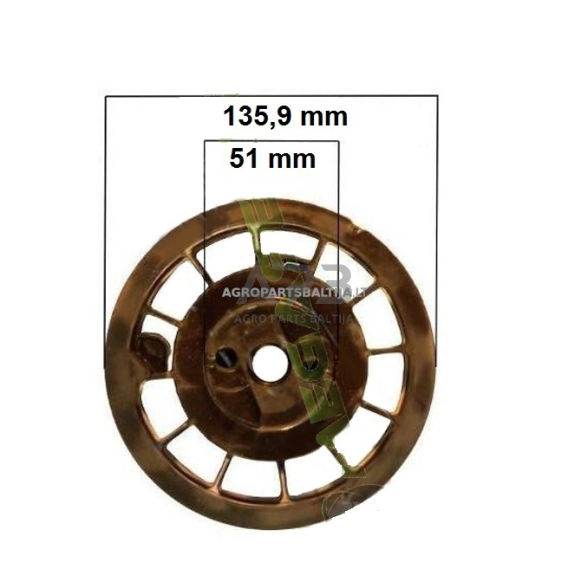 Starterio būgnelis Briggs & Stratton be spyruoklės Quantum 121600, 125800, 122600, 134400, 134200, 133200, 137200, 492141, 492832, 493824, 498144, 778560, AM116270, 281504 1