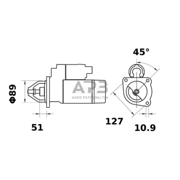 Starteris Mahle 12V, 3.2kW, 10 dantų, CW MS397 1