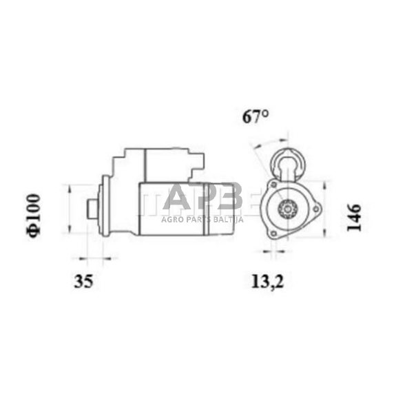 Starteris Mahle 12V, 3.3kW, 10 dantų, CW MS999 1