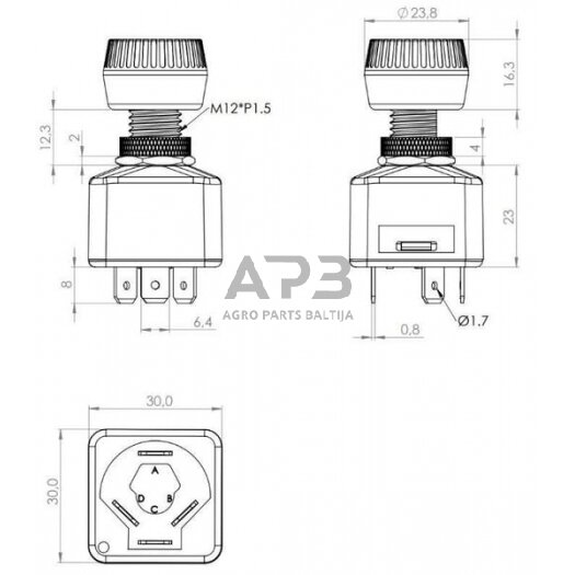 Sukamasis jungiklis 12-24V, 6.3mm SW10015KR 3