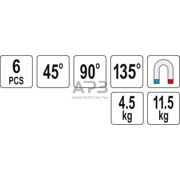 Suvirinimo kampų magnetinių rinkinys (6vnt)(45°-90°-135°) 2