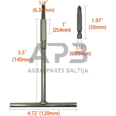 T tipo rankena + JIS 1/4'' antgalių rinkinys 6vnt.