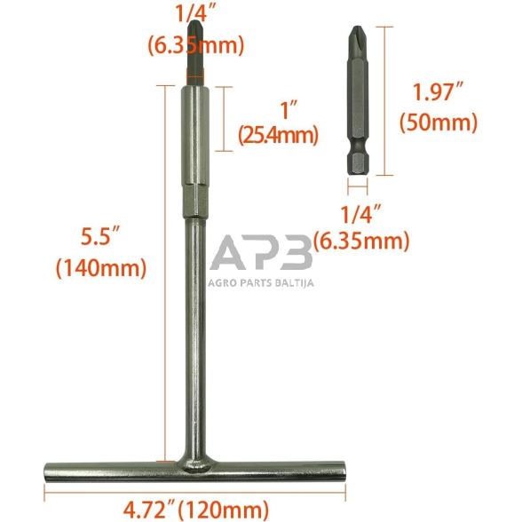 T tipo rankena + JIS 1/4'' antgalių rinkinys 6vnt. 1