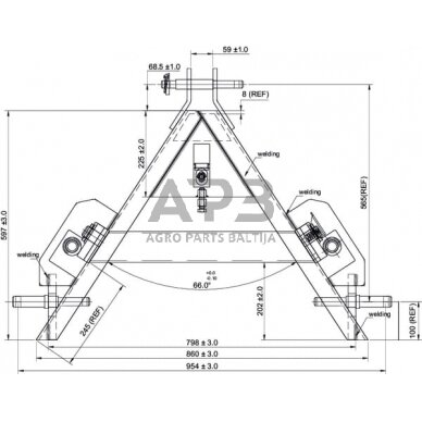 Traktoriaus prikabinimo trikampis 1000,00 mm TL150950 3