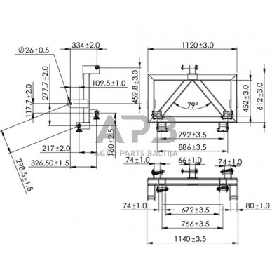 Traktoriaus prikabinimo trikampis 1150,00 mm TL150852 6