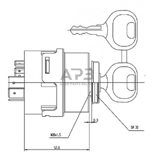 Traktoriaus užvedimo spynelė Pneutron P-0-1-2-3, 10 kontaktų 20501003PN 4