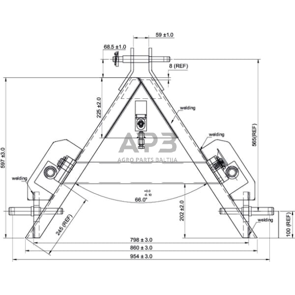 Traktoriaus prikabinimo trikampis 1000,00 mm TL150950 3