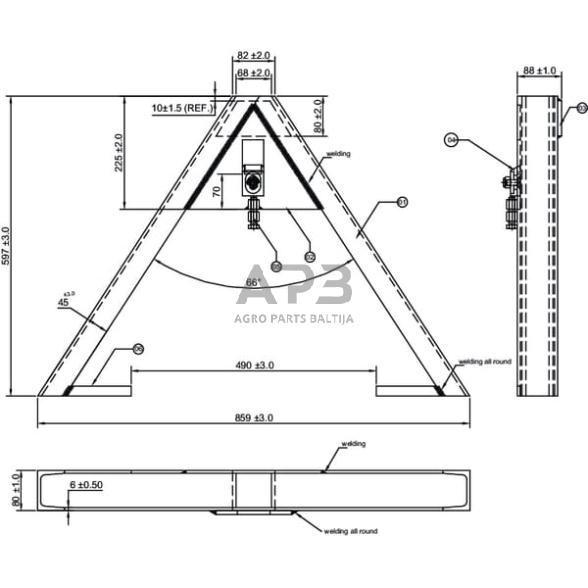 Traktoriaus prikabinimo trikampis 870,00 mm TL150681 2