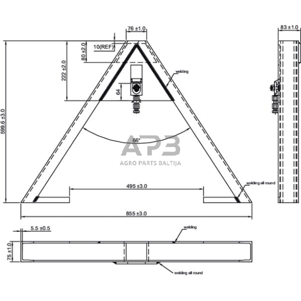 Traktoriaus prikabinimo trikampis 870,00 mm TL150685 2