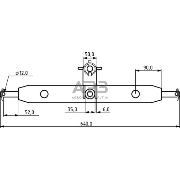 Traktoriaus prikabinimo trikampis su kabliu 640,00 mm TL150861 2