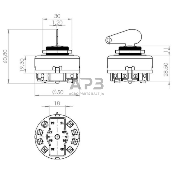 Traktoriaus užvedimo spynelė 12/24V, 8 kontaktų SW10010KR 3