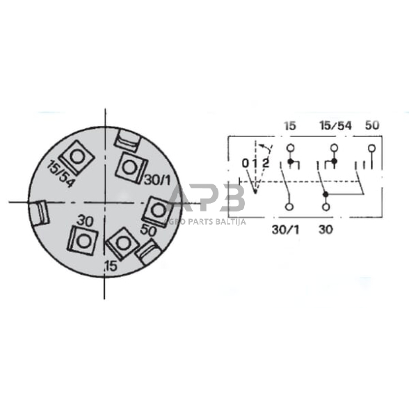 Traktoriaus užvedimo spynelė Cobo 0-1-2, 5 kontaktų 14109000 2