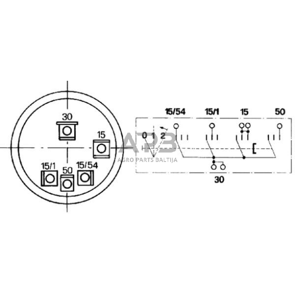 Traktoriaus užvedimo spynelė Cobo 0-1-2, 5 kontaktų 14174000 2
