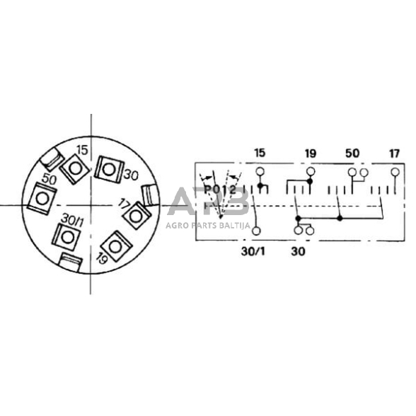 Traktoriaus užvedimo spynelė Cobo P-0-1-2, 6 kontaktų 14115000 2