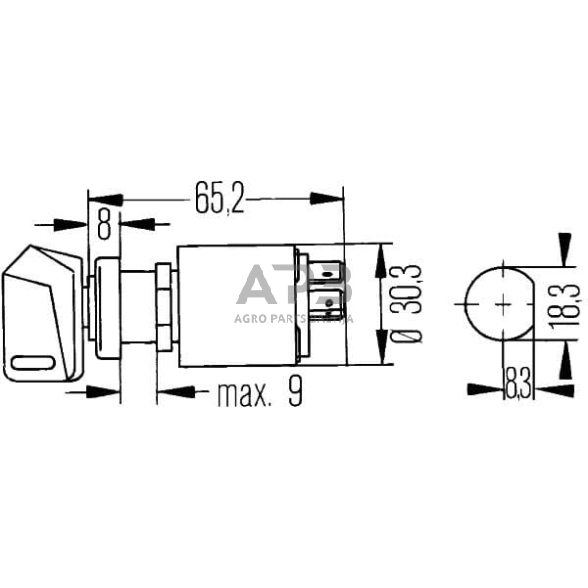 Traktoriaus užvedimo spynelė Hella 12V, 0-1-2-3, 4 kontaktų, 6JK007232001 4