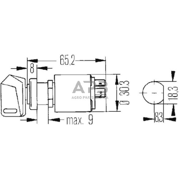 Traktoriaus užvedimo spynelė Hella 12V, 0-1-2-3, 4 kontaktų 6JK007232011 5